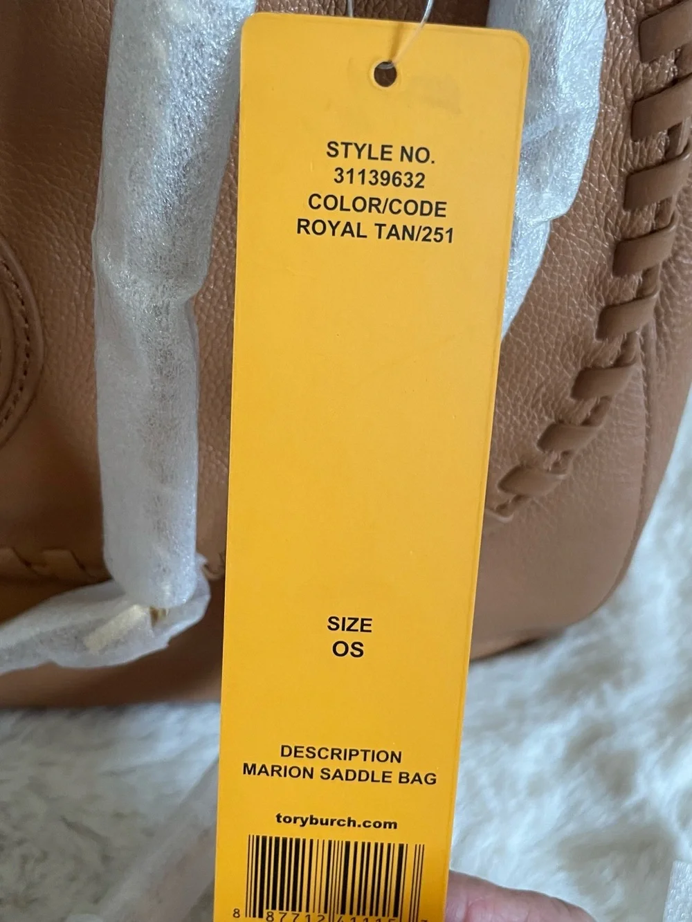 NWT Tory Burch Marion Whipstitch Leather Shoulder Bag in Saddle Brown